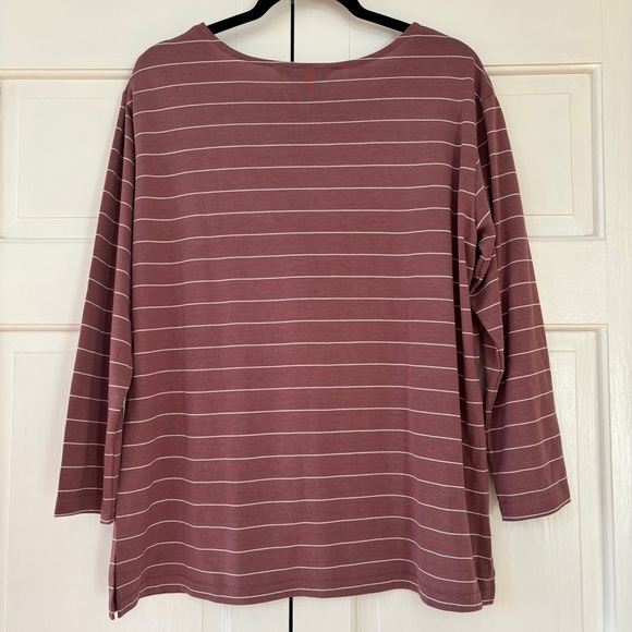 Free Fly Apparel Rose White Stripe 3/4 Sleeve UPF Size Large Sangria‎ Outdoor - Picture 7 of 9